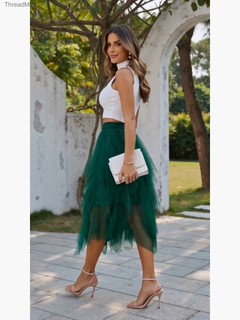 Fluffy Layered Tulle Tutu Skirt A-Line Midi - Picture 7 of 7